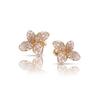Petit Garden 18K Rose Gold Pavé White and Champagne Diamond Small Flower Earrings