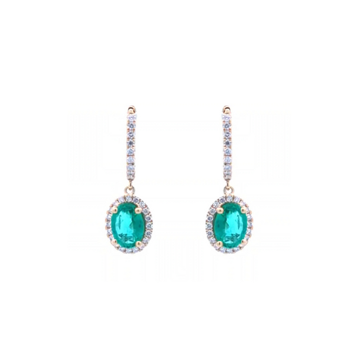 Manfredi Jewels Jewelry - 18K Yellow Gold Emerald & Diamond Drop Earrings | Manfredi Jewels
