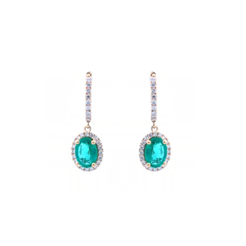 Manfredi Jewels Jewelry - 18K Yellow Gold Emerald & Diamond Drop Earrings | Manfredi Jewels