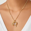 18K Yellow Gold Rock Crystal & Diamond Heart Pendant