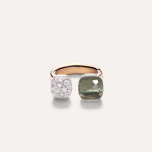 Nudo 18K Rose Gold Double Prasiolite & Diamond Pavé Ring