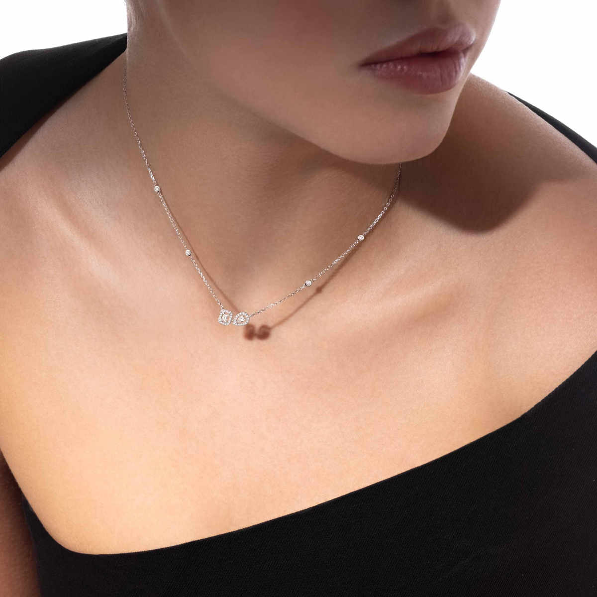 Messika Jewelry - 18K White Gold My Twin Toi & Moi Diamond Necklace | Manfredi Jewels