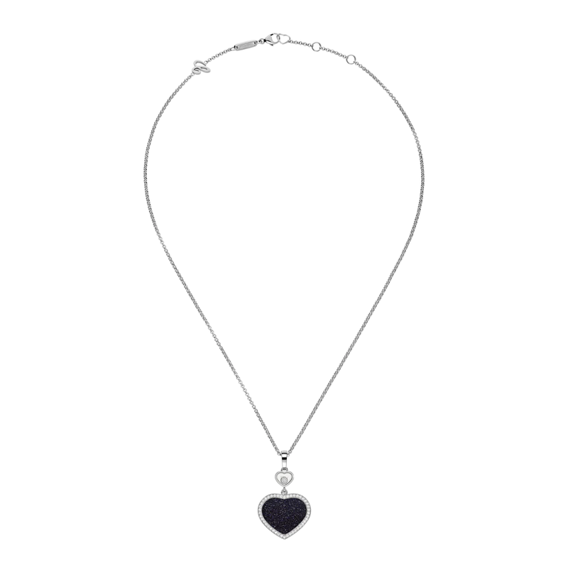Happy Hearts Ethical White Gold Diamond Aventurine Pendant Necklace