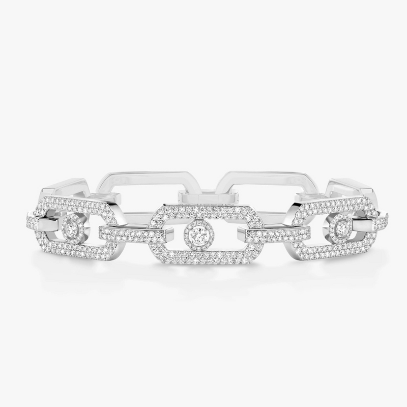 So Move 18K White Gold XL Pavé Diamond Bracelet