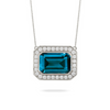 London Blue 18K White Gold Topaz & Diamond Halo Necklace