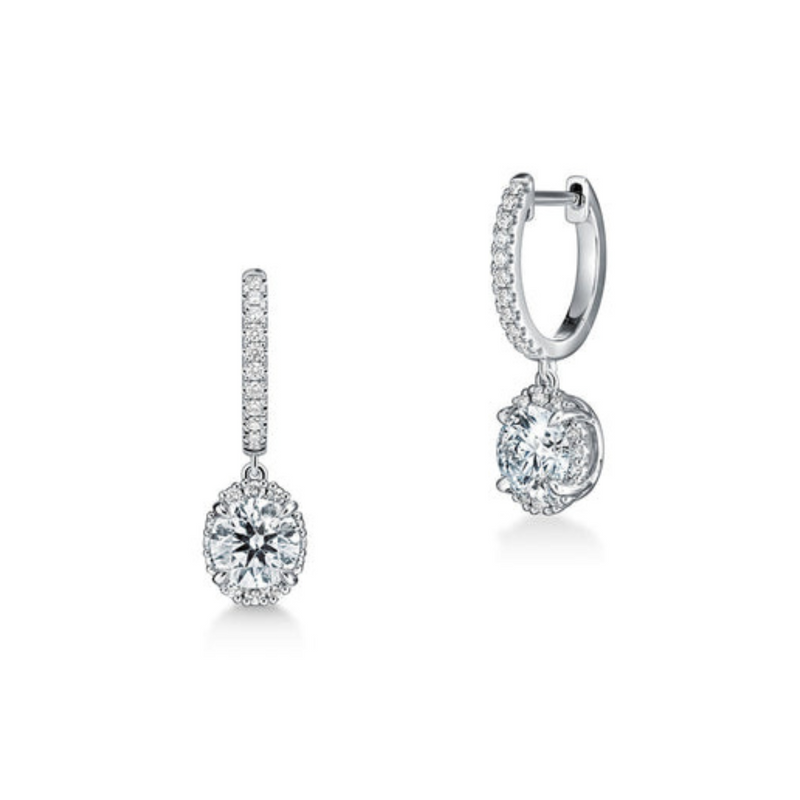 Hearts On Fire Jewelry - Ellipse 18K White Gold 1.15 ct Diamond Leverback Earrings | Manfredi Jewels