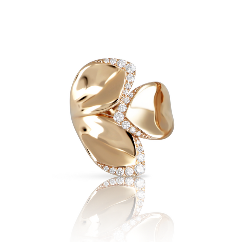 Pasquale Bruni Jewelry - Giardini Sergeti 18k Rose Gold Three Leaves Diamond Ring | Manfredi Jewels