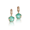 Petit Joli 18K Rose Gold Green Agate & White Moonstone Diamond Drop Hoop Earrings