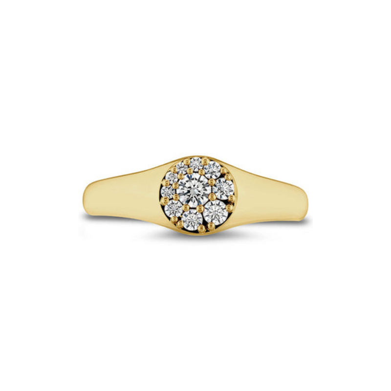 Hearts On Fire Jewelry - Tessa 18K Yellow Gold Circle Signet Multi Diamond Ring | Manfredi Jewels