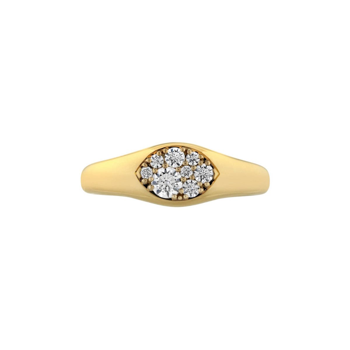 Hearts On Fire Jewelry - Tessa 18K Yellow Gold Navette Signet Multi Diamond Ring | Manfredi Jewels