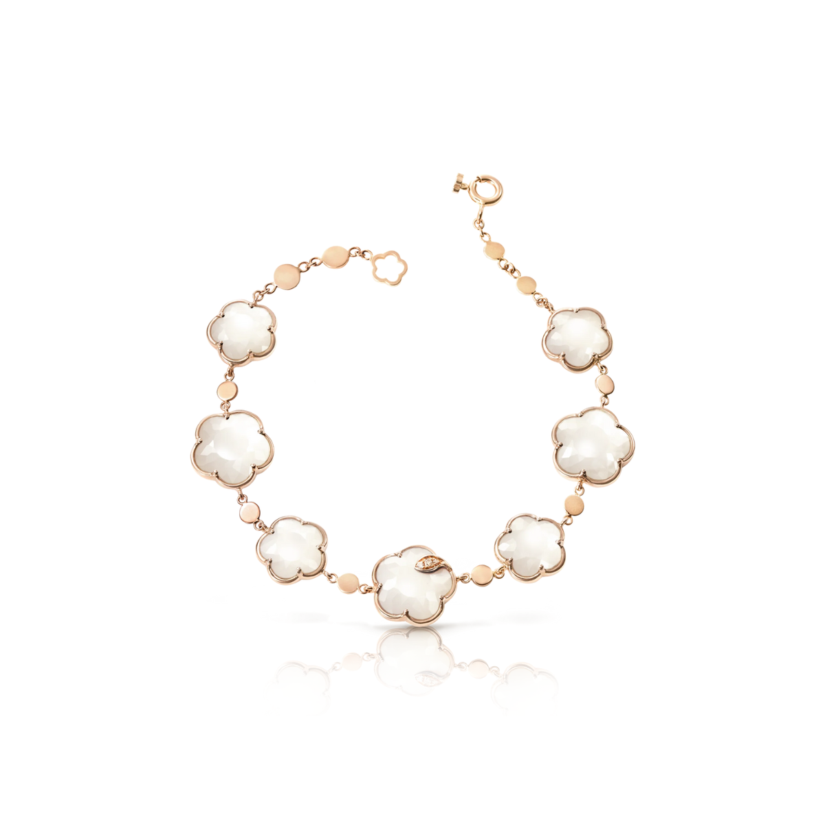 Pasquale Bruni Jewelry - Bon Ton Joli 18K Rose Gold Lunaire Mother of Pearl Diamond Flower Bracelet | Manfredi Jewels