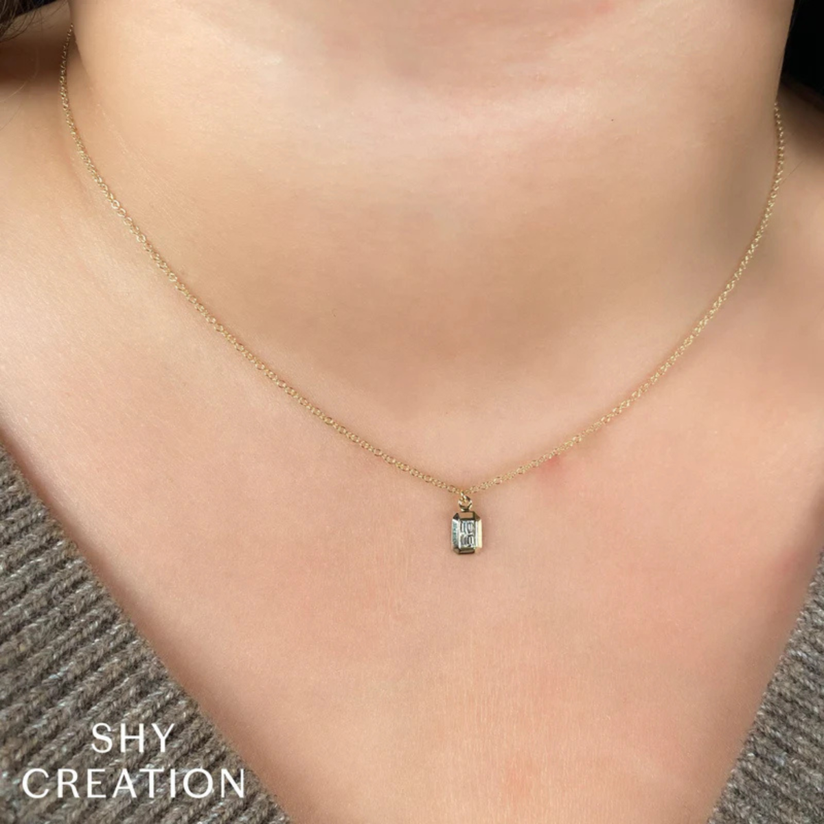 Kate 14K Yellow Gold Diamond Baguette Geo Cut Necklace