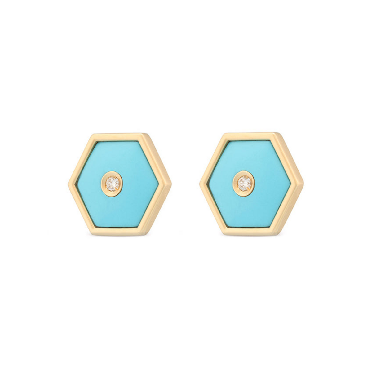 Miseno Jewelry - Baia Sommersa 18K Yellow Gold Turquoise & Diamond Stud Earrings | Manfredi Jewels
