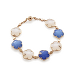 Bon Ton Joli 18K Rose Gold Lapis Lazuli & White Agatee Diamond Flower Bracelet