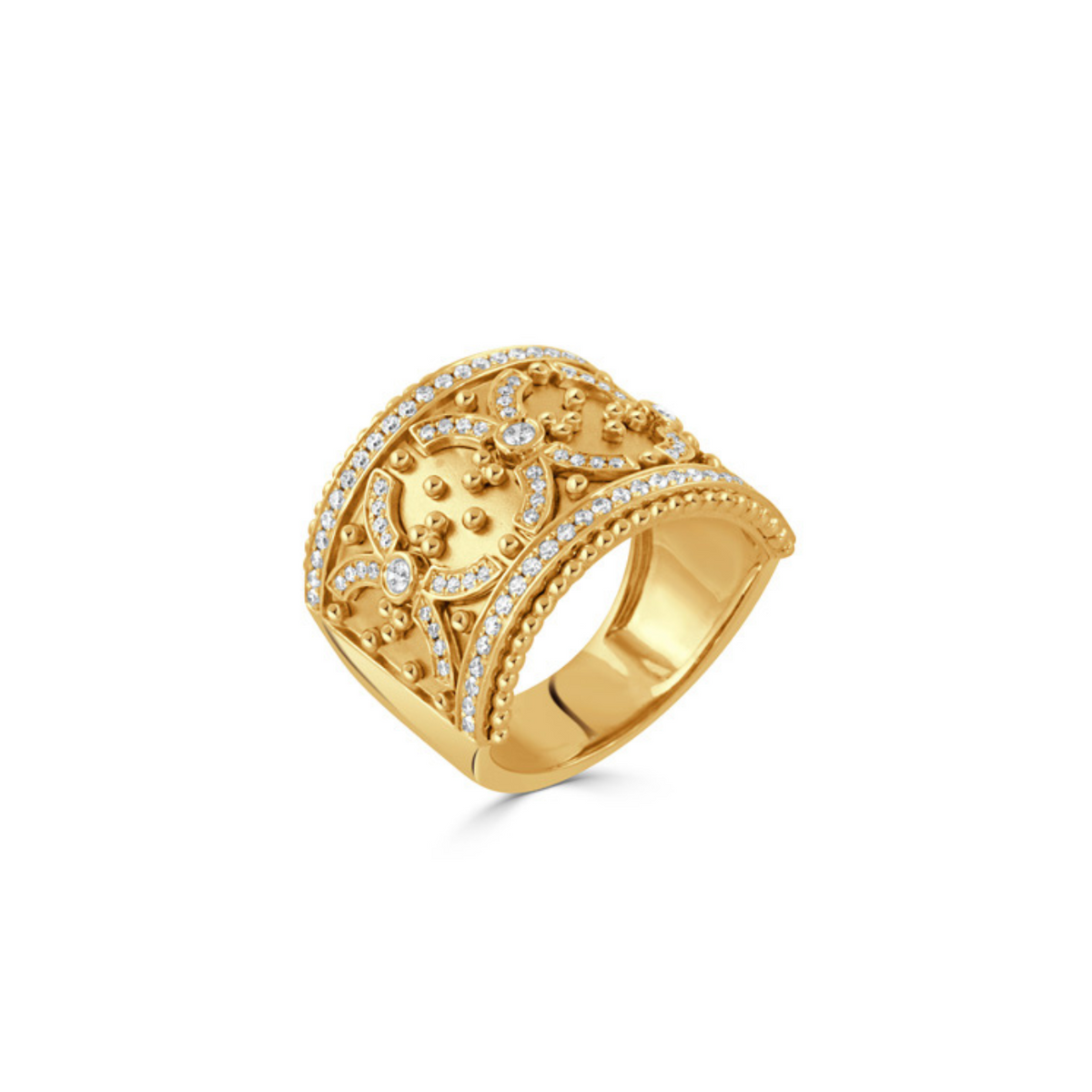 Doves Jewelry - Byzantine 18K Yellow Gold Diamond RIng | Manfredi Jewels