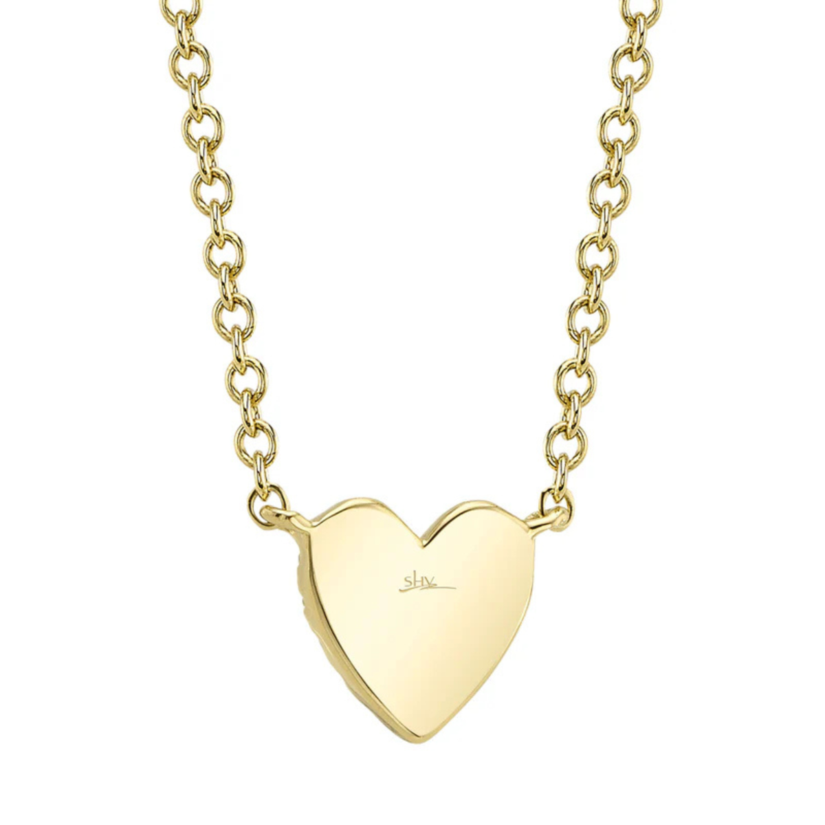 14K Yellow Gold 0.09ct Diamond Pave Heart Necklace