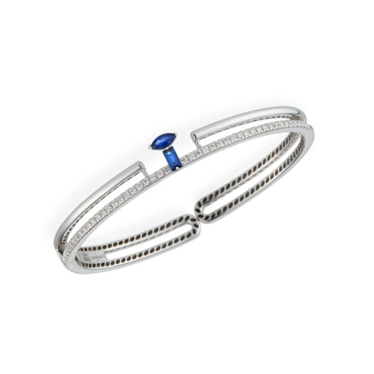 Miseno Jewelry - Procida 18K White Gold Sapphire & Diamond Pavè Bangle Bracelet | Manfredi Jewels