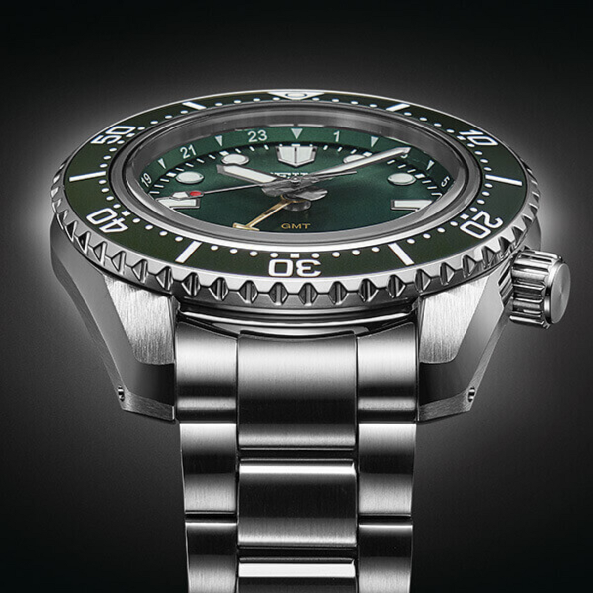 Seiko Watches - PROSPEX - LUXE 1968 HERITAGE DIVER GMT GREEN SPB381 | Manfredi Jewels