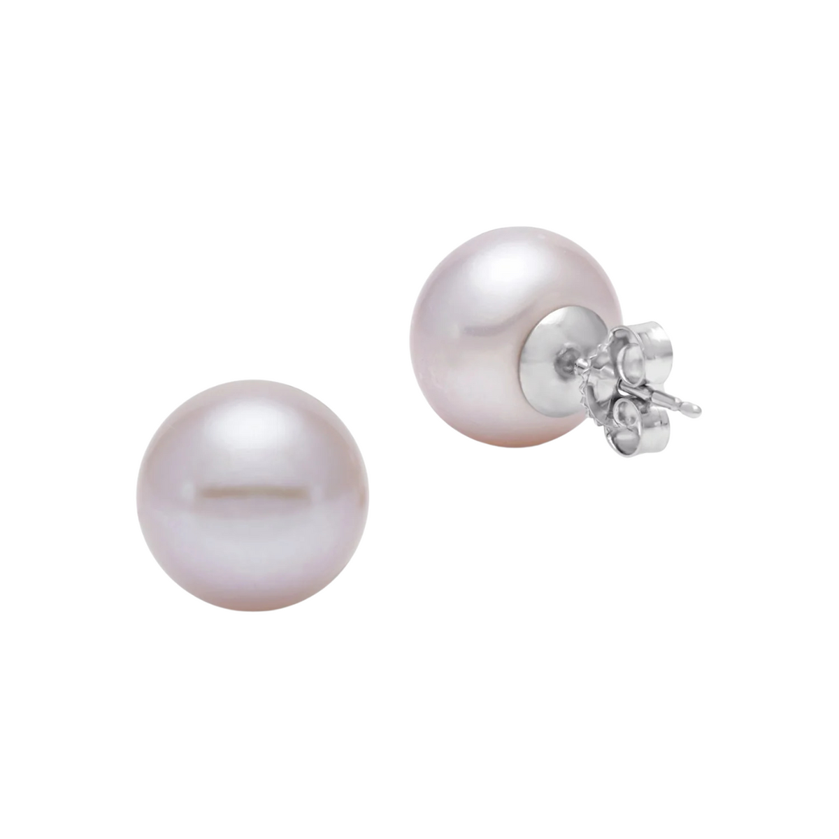 Mastoloni - 14K White Gold 9.5-10MM Pink Button Freshwater Pearl Earrings | Manfredi Jewels