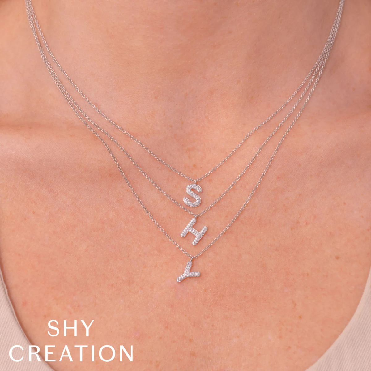 Shy Creation Jewelry - 14K Yellow Gold & Diamond Pave Necklace - Initial S | Manfredi Jewels