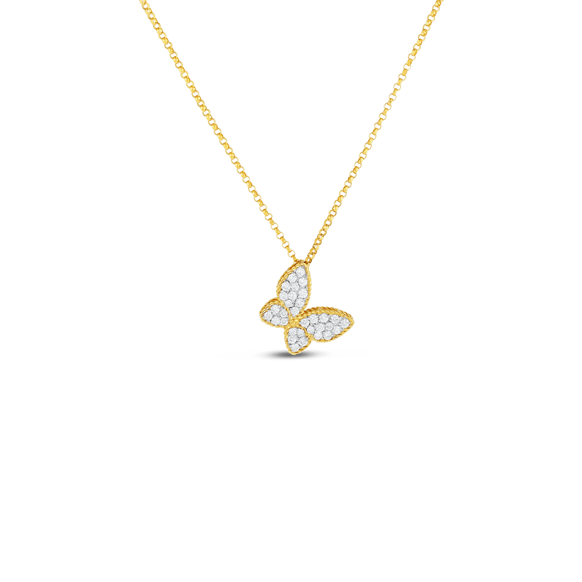 Roberto Coin Jewelry - Princess 18K Yellow/White Gold Diamond Butterfly Pendant Necklace | Manfredi Jewels
