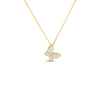 Princess 18K Yellow/White Gold Diamond Butterfly Pendant Necklace