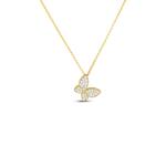 Princess 18K Yellow/White Gold Diamond Butterfly Pendant Necklace