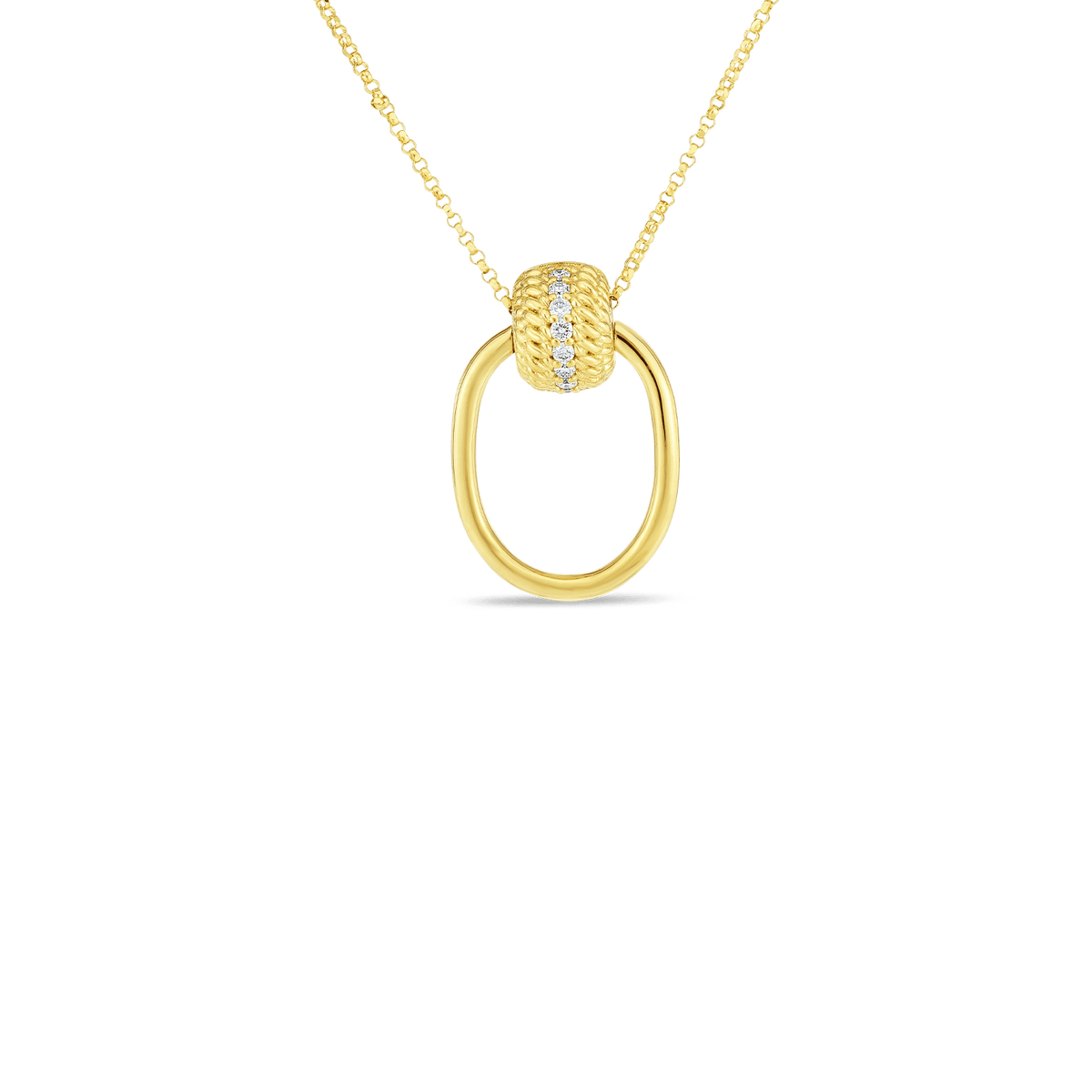 Roberto Coin Jewelry - Opera 18K Yellow Gold Diamond Accent Doorknocker Necklace | Manfredi Jewels