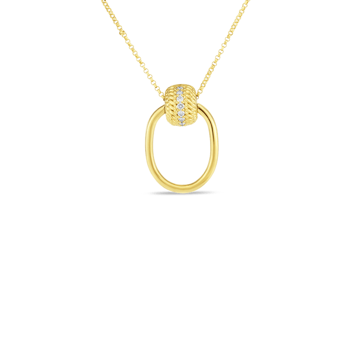 Roberto Coin Jewelry - Opera 18K Yellow Gold Diamond Accent Doorknocker Necklace | Manfredi Jewels