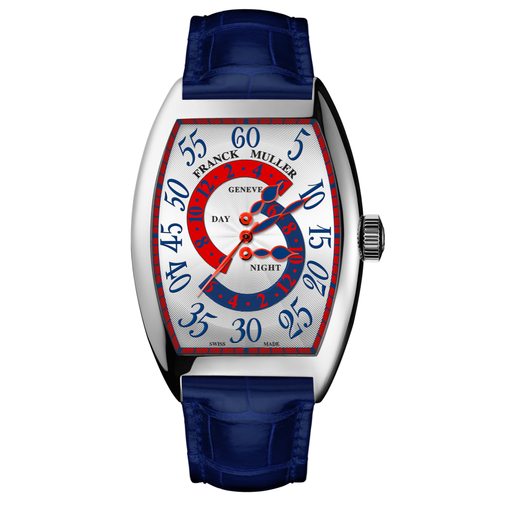 Franck Muller Watches - CINTRÈE CURVEX - RETROGRADE DAY AND NIGHT DOUBLE HOUR BLUE | Manfredi Jewels