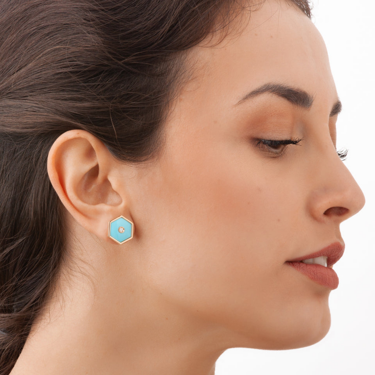 Miseno Jewelry - Baia Sommersa 18K Yellow Gold Turquoise & Diamond Stud Earrings | Manfredi Jewels