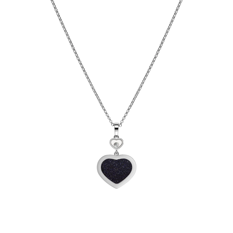 Happy Hearts Ethical White Gold Diamond Aventurine Pendant Necklace