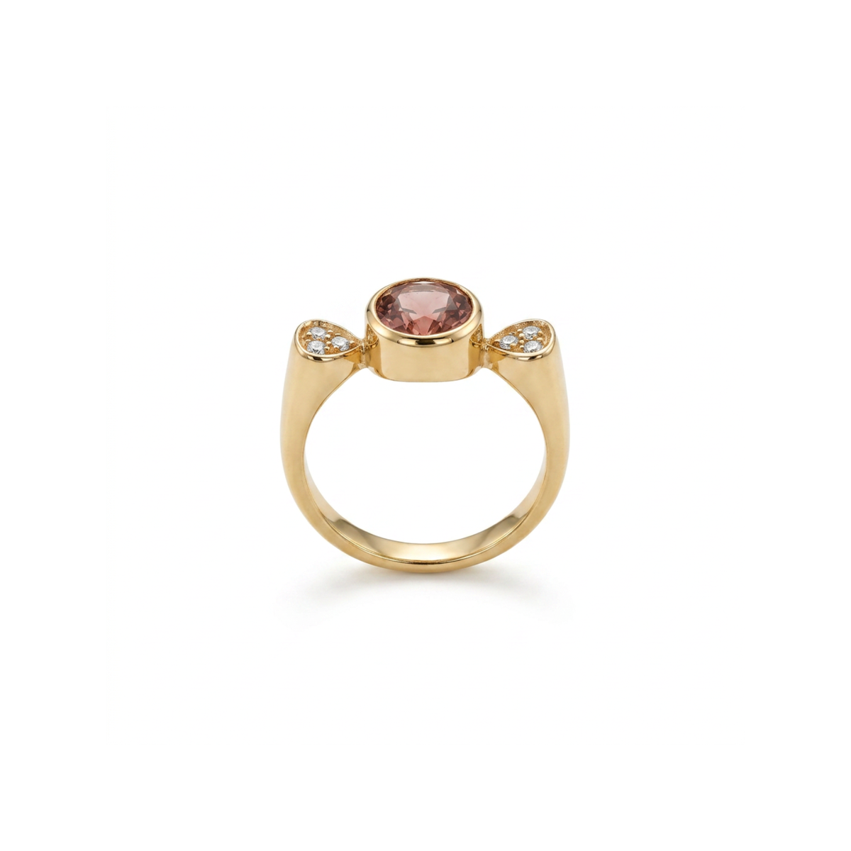 Manfredi Jewels Jewelry - Estate 18K Yellow Gold Pink Topaz and Diamond Ring | Manfredi Jewels