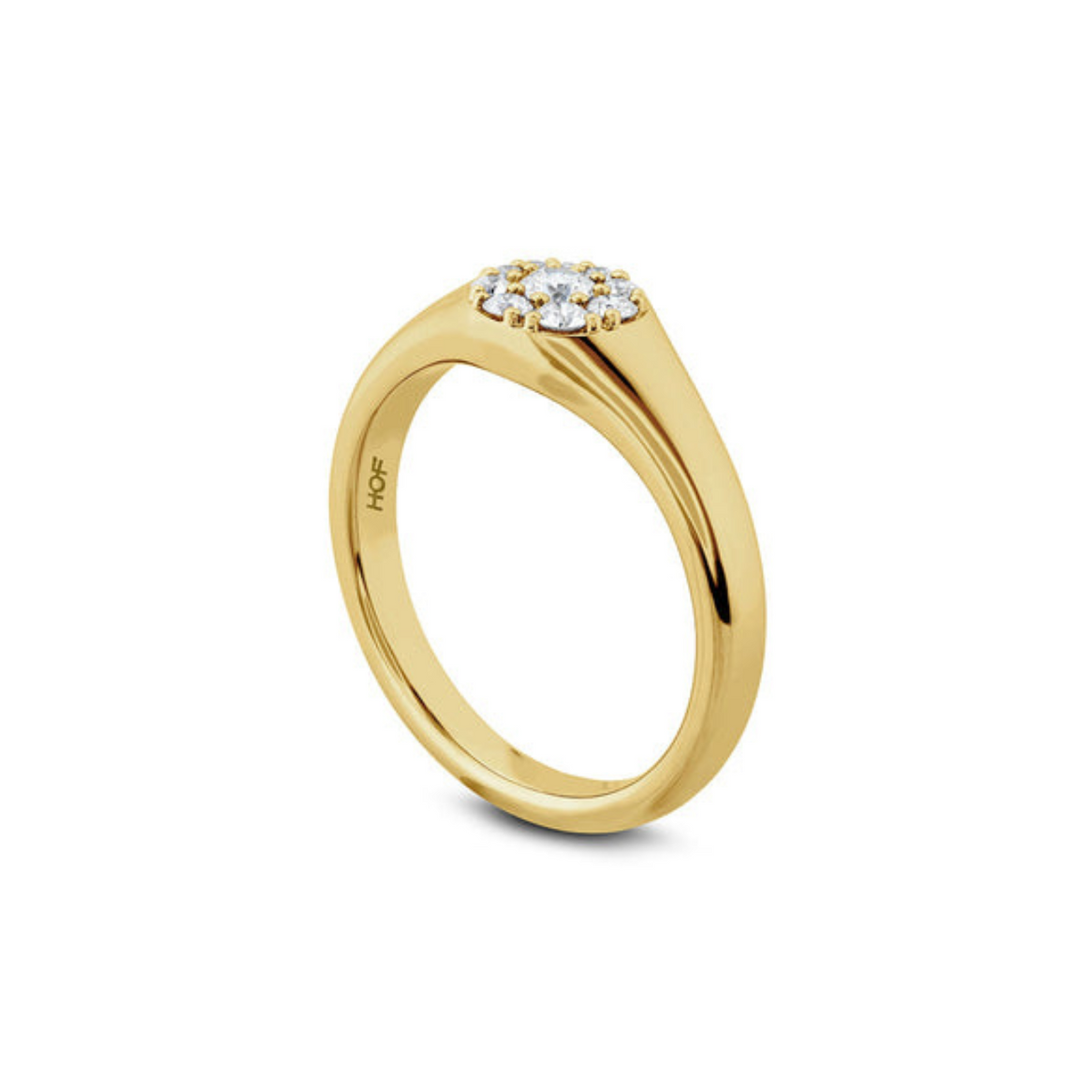 Hearts On Fire Jewelry - Tessa 18K Yellow Gold Circle Signet Multi Diamond Ring | Manfredi Jewels