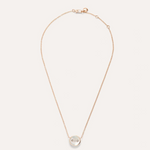 Pom Pom Dot 18K Rose Gold White & Grey Mother of Pearl Two-Sided Button Diamond Pendant Necklace
