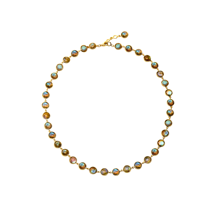 Syna Jewelry - 18K Yellow Gold & Labradorite Chakra Disc Necklace | Manfredi Jewels