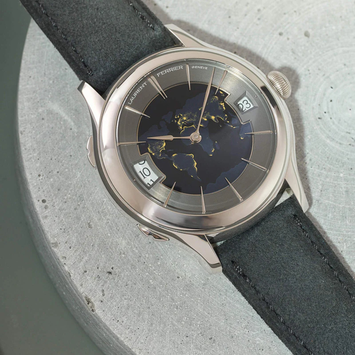 Laurent Ferrier New Watches - CLASSIC TRAVELLER GLOBE NIGHT BLUE | Manfredi Jewels