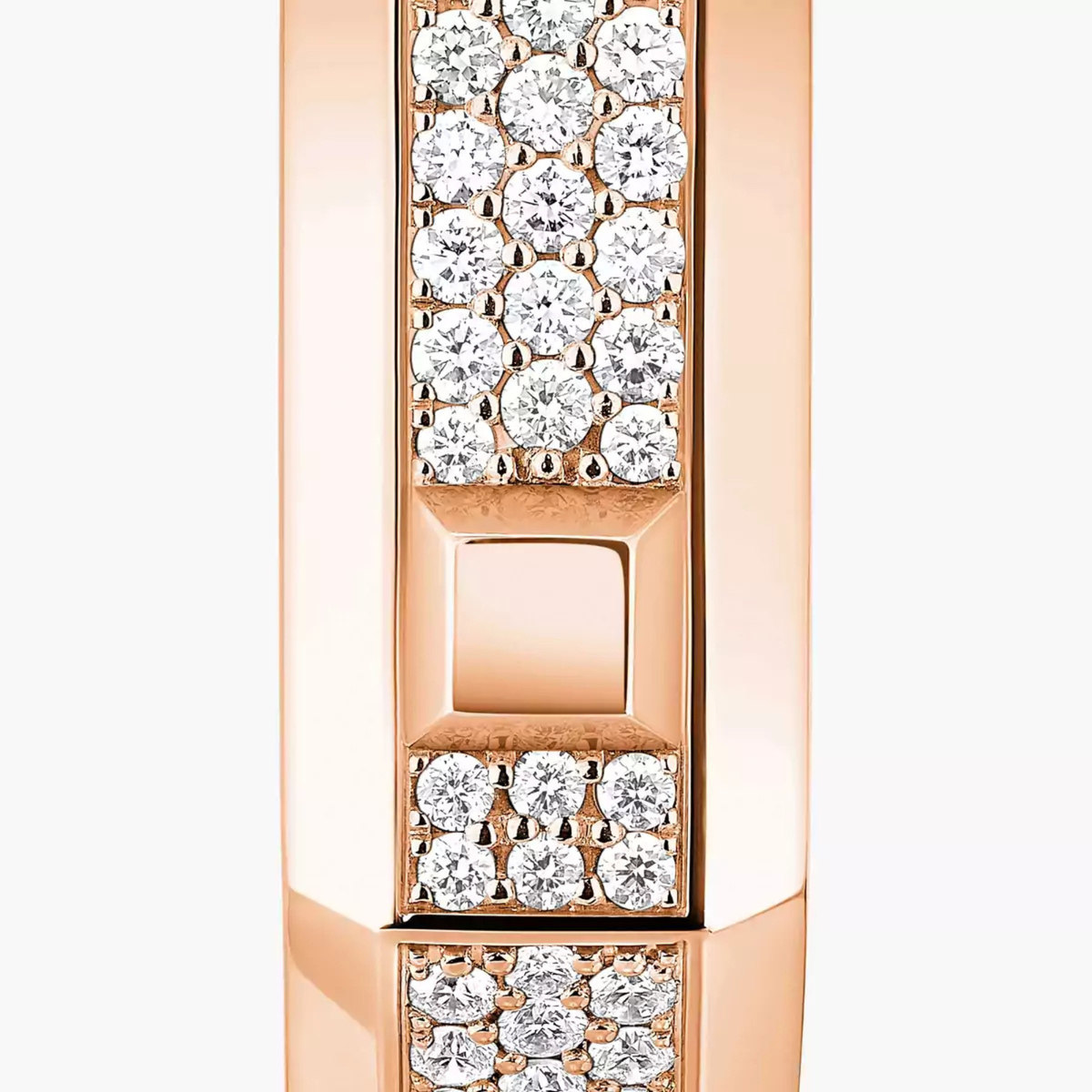 Moderniste 18K Rose Gold Diamond Pavé Single Hoop Earring Medium