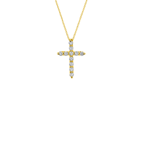 18K Yellow Gold Diamond Set Cross - 0.73ctw