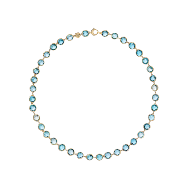 Jaipur 18K Yellow Gold Bezel Set Necklace with Blue Topaz