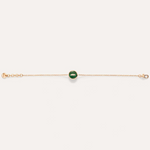 Pom Pom Dot 18K Rose Gold Malachite & Mother of Pearl Two-Sided Button Diamond Bracelet