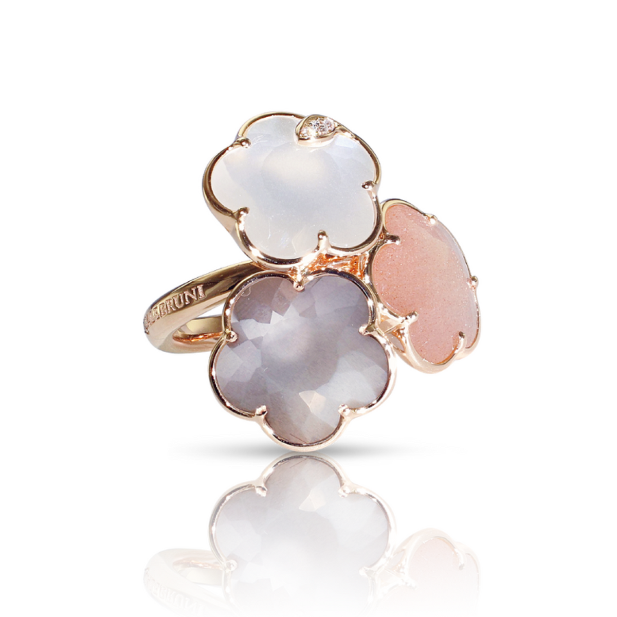 Pasquale Bruni Jewelry - Bouquet Lunaire 18K Rose Gold Grey White & Pink Moonstone Diamond Ring | Manfredi Jewels