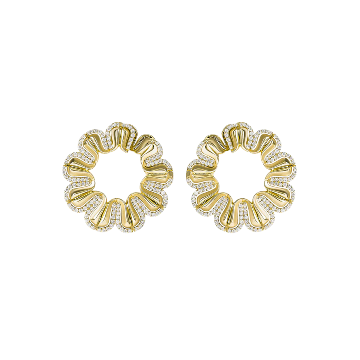 Miseno Jewelry - Arco 18K Yellow Gold Diamond Earrings | Manfredi Jewels