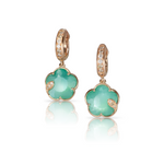 Petit Joli 18K Rose Gold Green Agate & White Moonstone Diamond Drop Hoop Earrings