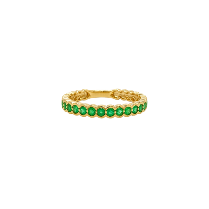 14K Yellow Gold Bezel set Emerald Band