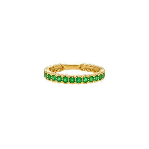 14K Yellow Gold Bezel set Emerald Band