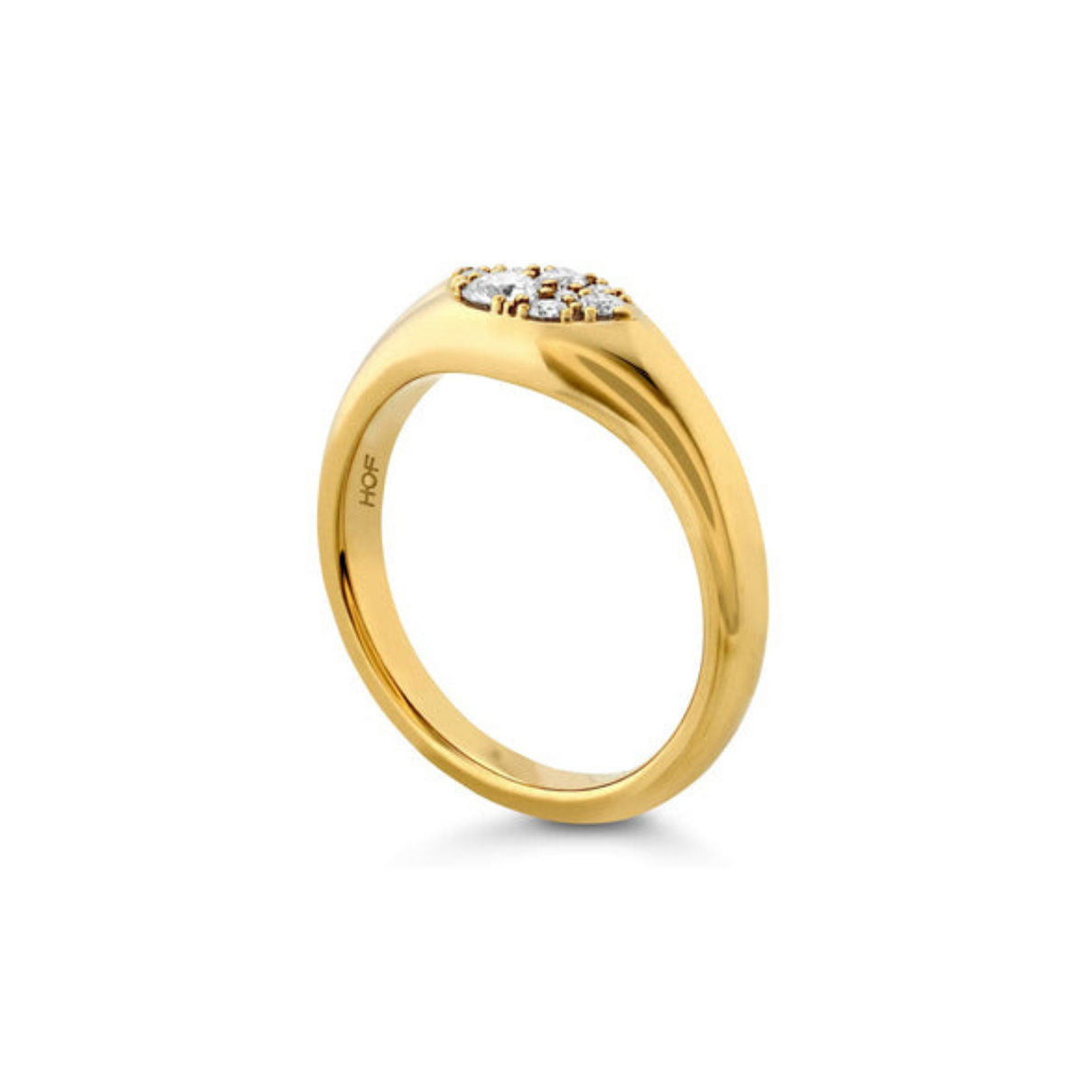 Hearts On Fire Jewelry - Tessa 18K Yellow Gold Navette Signet Multi Diamond Ring | Manfredi Jewels
