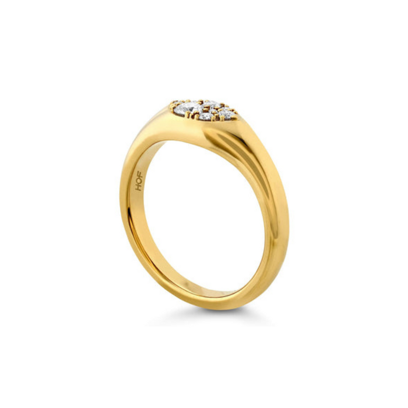 Tessa 18K Yellow Gold Navette Signet Multi Diamond Ring