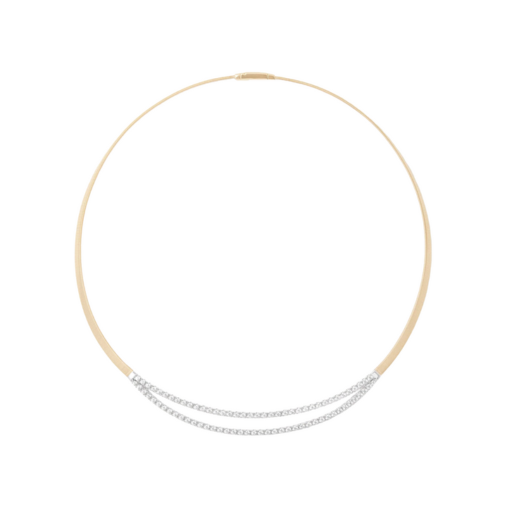 Marco Bicego Jewelry - Masai 18K Yellow Gold Coil Collar With Double Row Diamond Bar | Manfredi Jewels