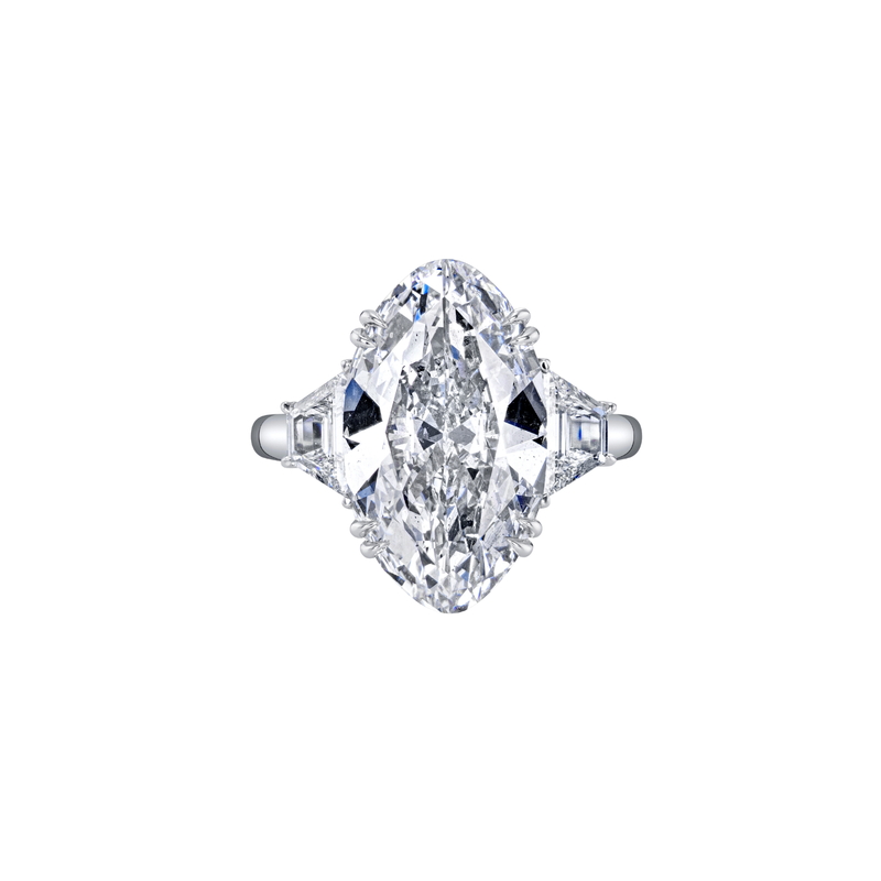 Oval Cut 7.03ct Platinum Three Stone Diamond Engagement Ring